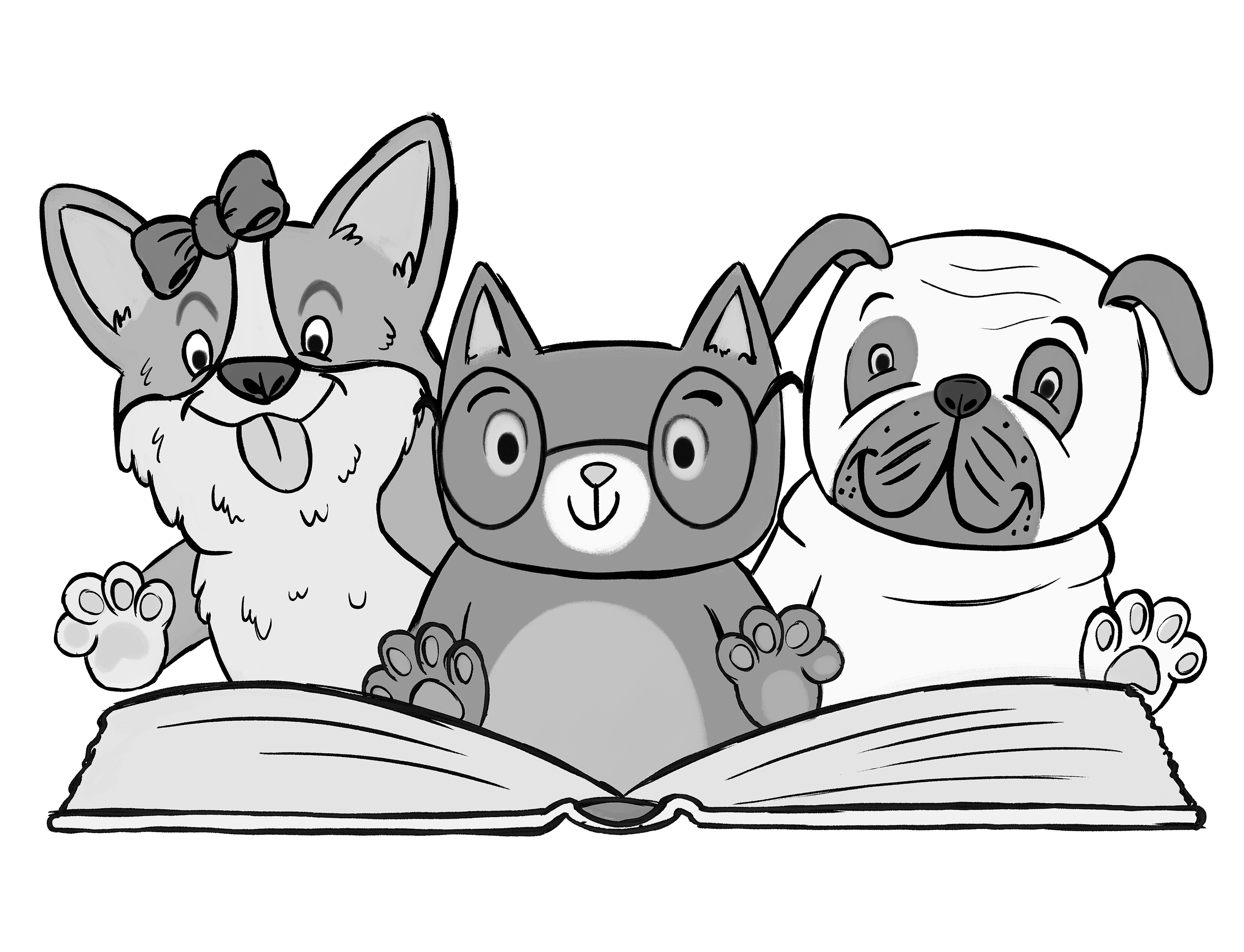 Reading Books Clipart Black And White | World of Reference