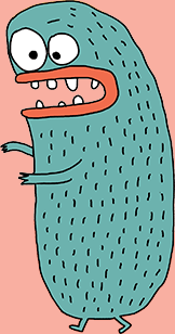 Cartoon illustration of a pickle character